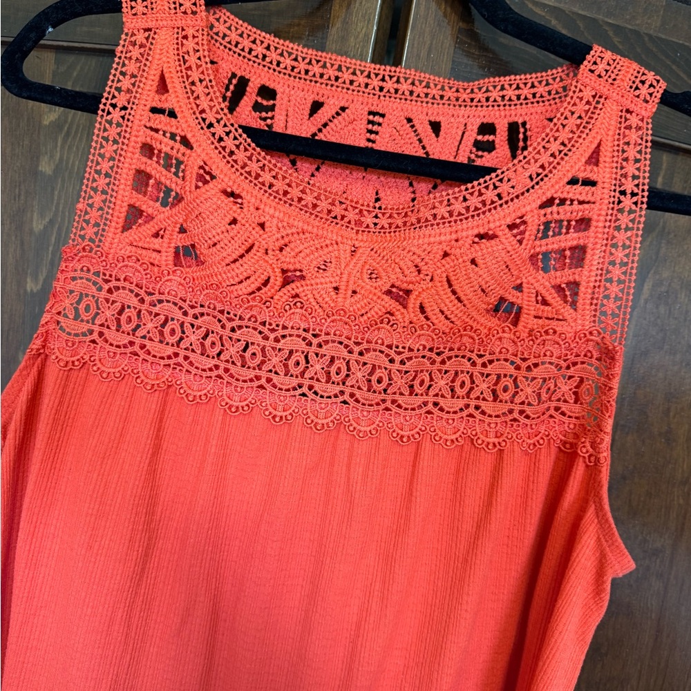 torrid Coral Lace Yoke Sleeveless Tank